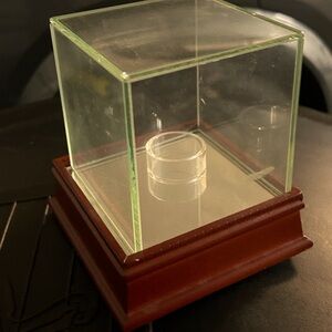 Glass Baseball Display Case with Wooden Base